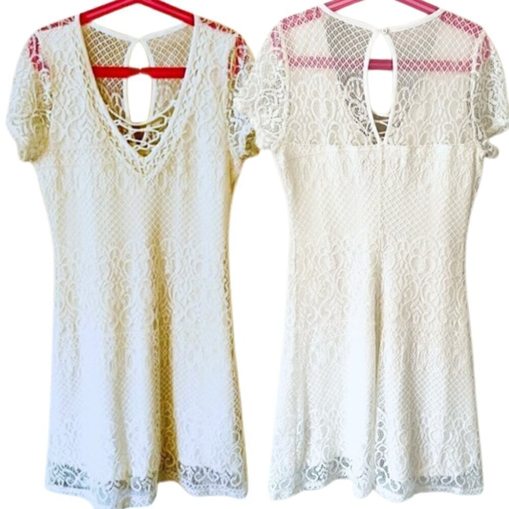 Hollister Short Sleeve Lace Mini Dress – Size XS - Off White